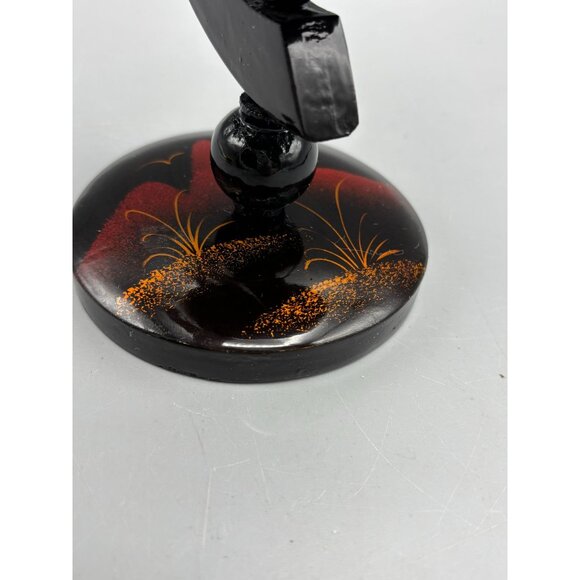 Globe Ashtray Hand Painted Chinoiserie Style Floating Catchall Lacquered Globe - Picture 4 of 7